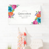 Waterverf Floral Fiesta Quinceañera Spandoek (Insitu)