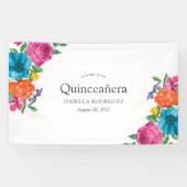 Waterverf Floral Fiesta Quinceañera Spandoek (Horizontaal)