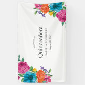 Waterverf Floral Fiesta Quinceañera Spandoek (Verticaal)