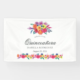 Waterverf Floral Fiesta Quinceañera Spandoek