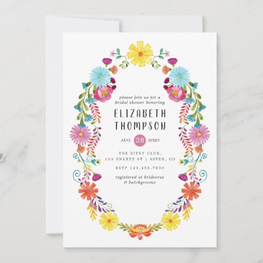 Waterverf Floral Fiesta Vrijgezellenfeest Kaart (Voorkant)