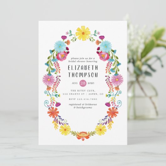 Waterverf Floral Fiesta Vrijgezellenfeest Kaart (Staand voorkant)