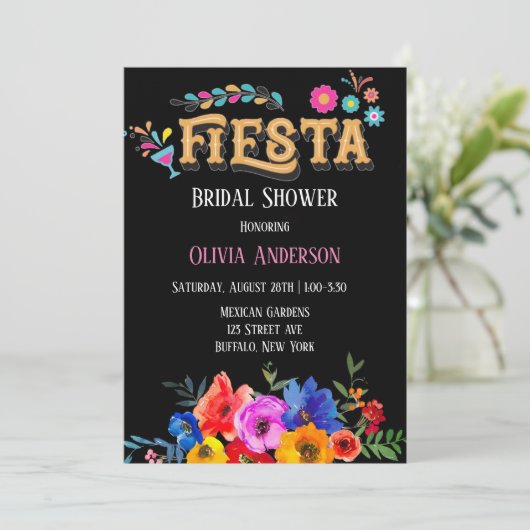 Waterverf Floral Fiesta Vrijgezellenfeest Kaart (Staand voorkant)