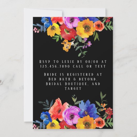 Waterverf Floral Fiesta Vrijgezellenfeest Kaart (Achterkant)