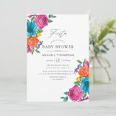 Waterverf Floral Fiesta Wedding Baby shower Kaart (Staand voorkant)