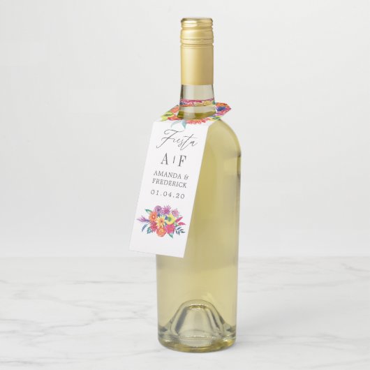 Waterverf Floral Fiesta Wedding Flessenhanger (Schuin)