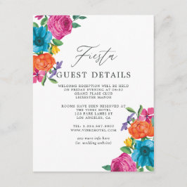 Waterverf Floral Fiesta Wedding Guest Details Informatiekaartje