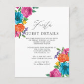 Waterverf Floral Fiesta Wedding Guest Details Informatiekaartje (Voorkant)