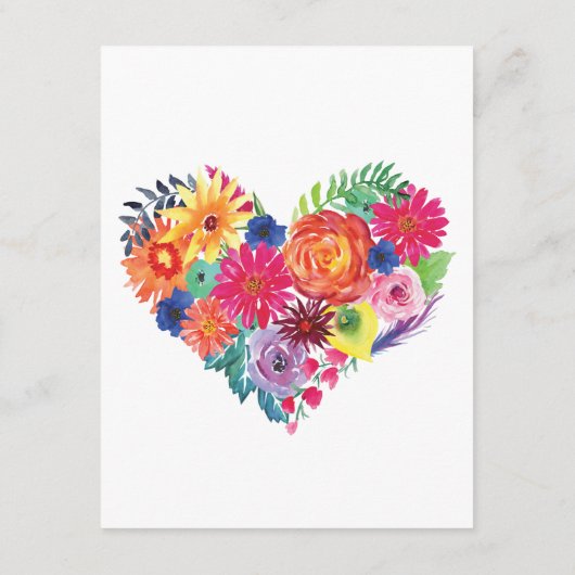 Waterverf Floral Fiesta Wedding Guest Details Informatiekaartje (Achterkant)