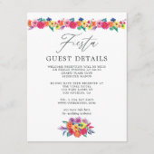 Waterverf Floral Fiesta Wedding Guest Details Informatiekaartje (Voorkant)