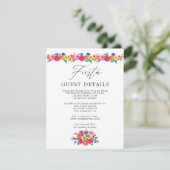 Waterverf Floral Fiesta Wedding Guest Details Informatiekaartje (Staand voorkant)