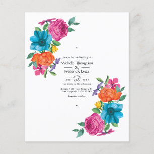 Waterverf Floral Fiesta Wedding Invitation Flyer