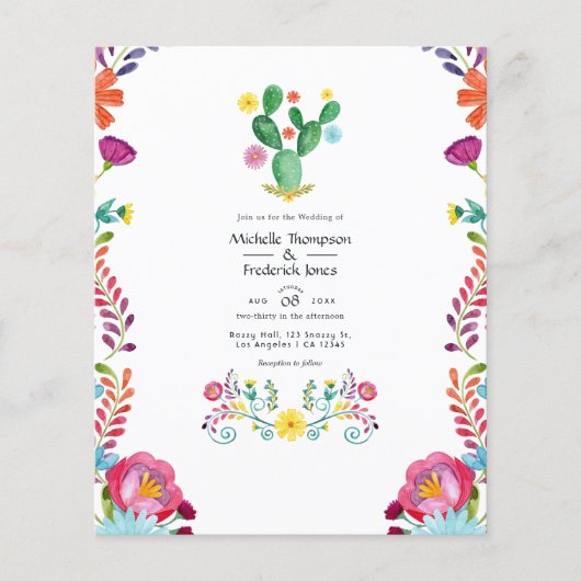 Waterverf Floral Fiesta Wedding Invite Flyer (Voorkant)