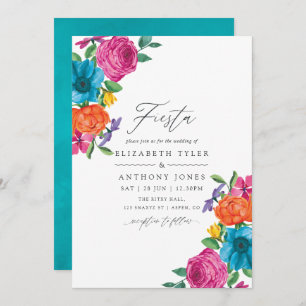 Waterverf Floral Fiesta Wedding Kaart