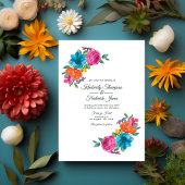 Waterverf Floral Fiesta Wedding Kaart