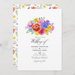 Waterverf Floral Fiesta Wedding Kaart