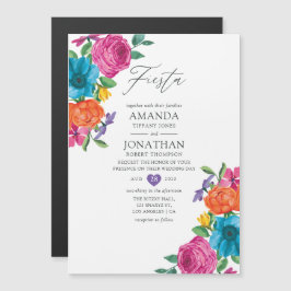 Waterverf Floral Fiesta Wedding Magnetische Uitnodiging