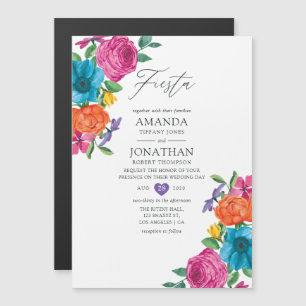 Waterverf Floral Fiesta Wedding Magnetische Uitnodiging