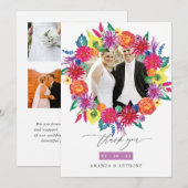 Waterverf Floral Fiesta Wedding Photo Collage Bedankkaart (Voorkant / Achterkant)
