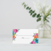 Waterverf Floral Fiesta Wedding Plaatskaartje (Staand voorkant)
