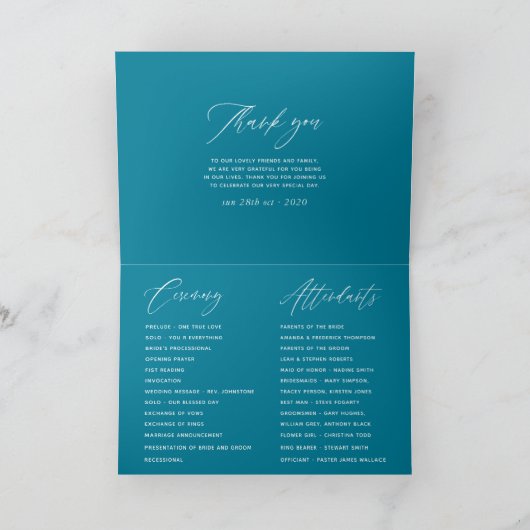 Waterverf Floral Fiesta Wedding Programma (Binnen)