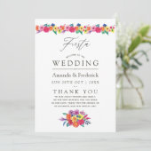 Waterverf Floral Fiesta Wedding Programmakaart (Staand voorkant)