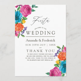 Waterverf Floral Fiesta Wedding Programmakaart