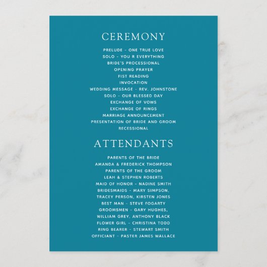 Waterverf Floral Fiesta Wedding Programmakaart (Achterkant)