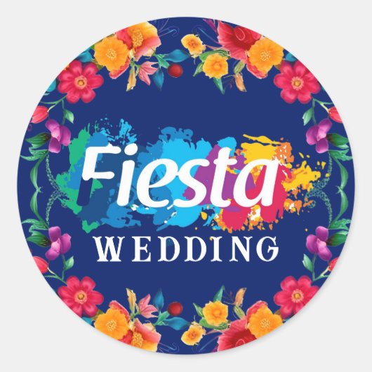 Waterverf Floral Fiesta Wedding Ronde Sticker (Voorkant)