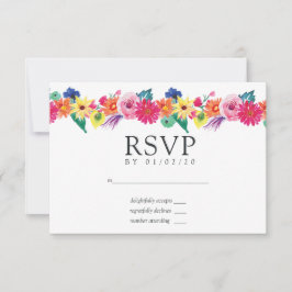 Waterverf Floral Fiesta Wedding RSVP Kaartje