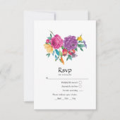 Waterverf Floral Fiesta Wedding RSVP Kaartje (Voorkant)
