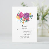 Waterverf Floral Fiesta Wedding RSVP Kaartje (Staand voorkant)