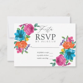 Waterverf Floral Fiesta Wedding RSVP Kaartje
