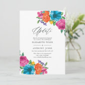 Waterverf Floral Fiesta Wedding Update Kaart (Staand voorkant)