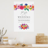 Waterverf Floral Fiesta Wedding Welkom Poster (Keuken)