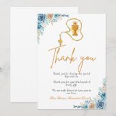 Waterverf floral first holy commune bedankt u kaart (Voorkant / Achterkant)