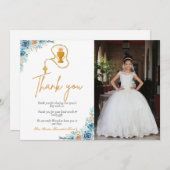 Waterverf floral first holy commune bedankt u kaart (Voorkant / Achterkant)