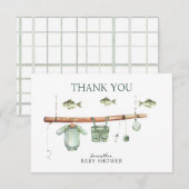 Waterverf Floral Fisherman Baby shower Bedankkaart (Voorkant / Achterkant)