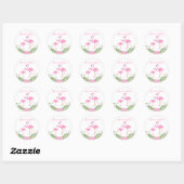Waterverf Floral Flamingo Baby shower Ronde Sticker (Vel)