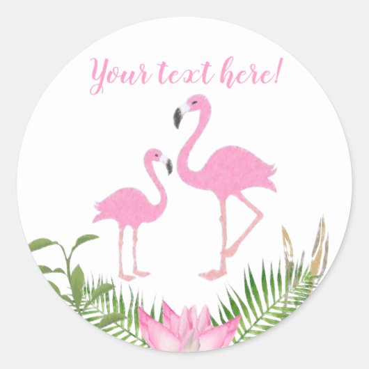 Waterverf Floral Flamingo Baby shower Ronde Sticker (Voorkant)