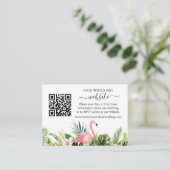 Waterverf Floral Flamingo Wedding Website QR Informatiekaartje (Staand voorkant)