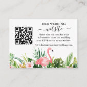 Waterverf Floral Flamingo Wedding Website QR Informatiekaartje (Voorkant)