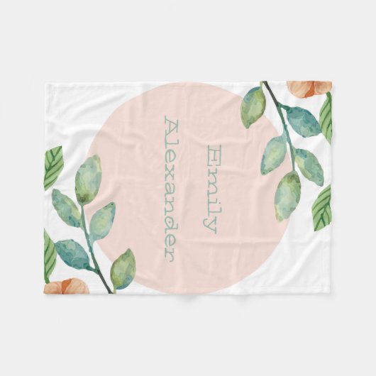 Waterverf Floral Fleece Blanket (Voorkant (Horizontaal))