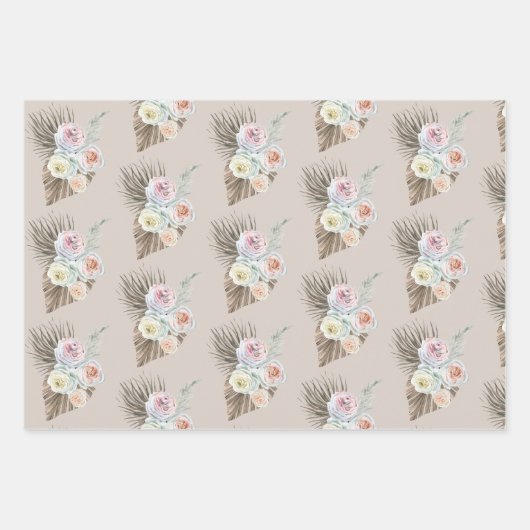 Waterverf Floral Flower Boho Terra Cotta Pampas Inpakpapier Vel (Voorkant 3)