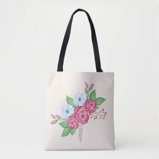Waterverf Floral Flower Bouquet Tote Bag (Voorkant)