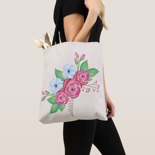 Waterverf Floral Flower Bouquet Tote Bag (Dichtbij)
