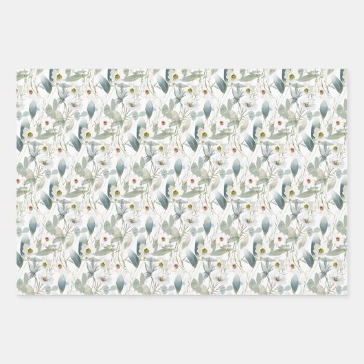 Waterverf Floral Flower White Cream Wedding Inpakpapier Vel (Voorkant 3)