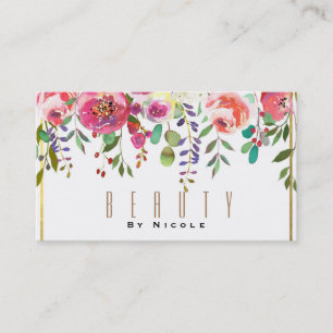 Waterverf Floral Flowers Modern Gold Glamour Visitekaartje