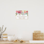 Waterverf Floral Flowers Modern Wedding Welkom Poster (Keuken)