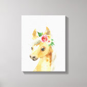 Waterverf Floral Foal Horse Canvas Afdruk (Voorkant)